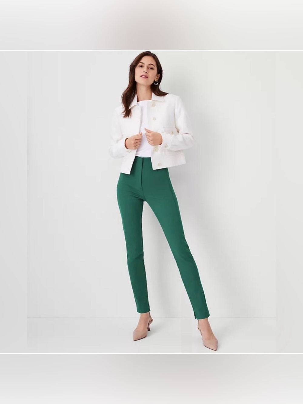 Ann Taylor Pant The Audrey Fit High Waist Green for 0P.  B10